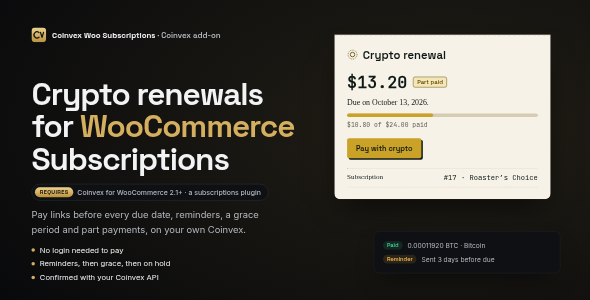 Coinvex WooCommerce Subscriptions