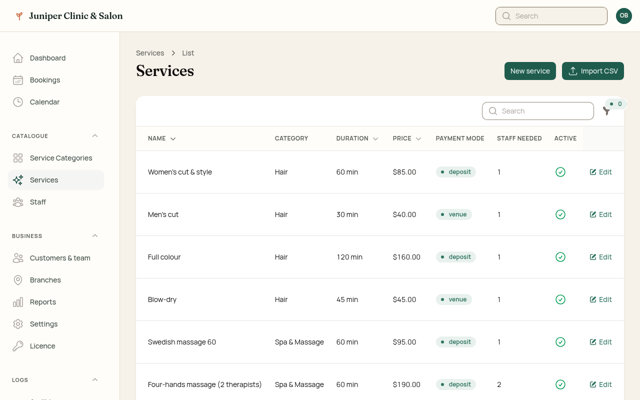 Admin services