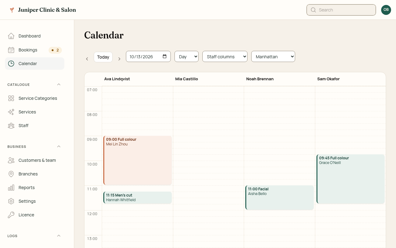 Admin calendar day