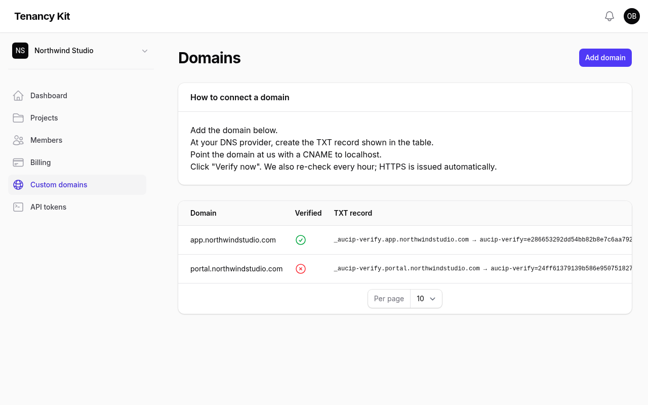 App custom domains